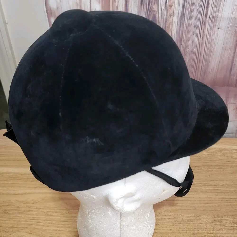 Vintage Tress & Co London Riding Helmet Velvet Hunt Cap Size 6 3/4 England